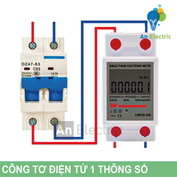 Công tơ điện tử 1 thông số 80A/AC230V LWCD-DS cho hệ thống điện 1 pha